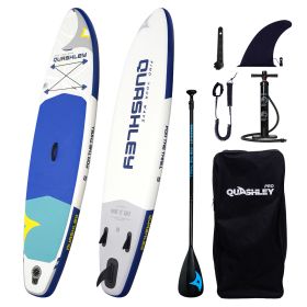 Quashley Inflatable Stand Up Paddle Board;  10'6"x 32" Surfboard with Premium SUP Accessories & Carry Bag | Wide Stance;  Bottom Fin for Paddling;  In