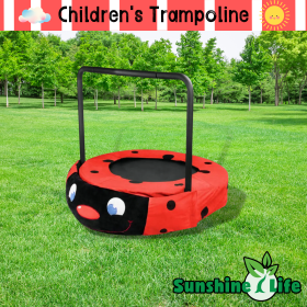 XTP003 Assembled children's trampoline, happy expression, outdoor and indoor dual-use, ladybug black and red foldable iron tube