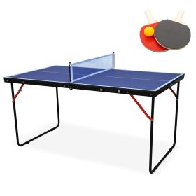 Table Tennis Table Midsize Foldable &amp; Portable Ping Pong Table Set with Net and 2 Ping Pong Paddles for Indoor Outdoor Game