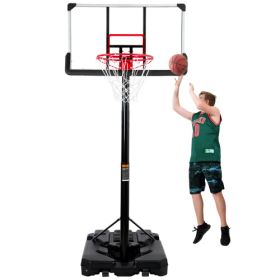 Portable Basketball Hoop & Goal; Outdoor Basketball System with 6.6-10ft Height Adjustment for Youth; Adults