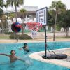 Portable Movable Swimming Pool PVC Transparent Backboard Basketball Stand (Basket Adjustment Height 1.15m-1.35m) Maximum Applicable For 7 # Ball XH