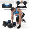 Adjustable Dumbbell - 55lb Single Dumbbell with Anti-Slip Handle; Fast Adjust Weight by Turning Handle with Tray; Exercise Fitness Dumbbell Suitable f