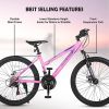 S26103 26 inch Mountain Bike for Teenagers Girls Women, Shimano 21 Speeds Gear MTB with Dual Disc Brakes and 100mm Front Suspension, White/Pink