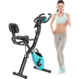 Folding Exercise Bike; Fitness Upright and Recumbent X-Bike with 10-Level Adjustable Resistance; Arm Bands and Backrest (Color: as Pic)