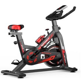 Indoor Cycling Professional Fitness Cycling Exercise Bike With LCD Monitor (Color: Black & Red, Type: Professional Exercise Bikes)