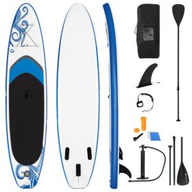 Enjoy Wonderful Water Sports 11-Feet Inflatable Adjustable Surfing Paddle Board (Color: White & Black, Main Material: EVA)