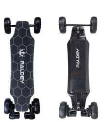 RALDEY Electric Skateboard All Terrain Longboards with Remote,28MPH Top Speed,1500W Dual Belt Motor, 19 Miles Range, Suitable for Adults Teens, Carbon (Wheel: 195mm wheels, Battery: 10S4P 14AH (30Km Range))