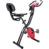 Folding Exercise Bike; Fitness Upright and Recumbent X-Bike with 10-Level Adjustable Resistance; Arm Bands and Backrest