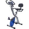 Folding Exercise Bike; Fitness Upright and Recumbent X-Bike with 10-Level Adjustable Resistance; Arm Bands and Backrest